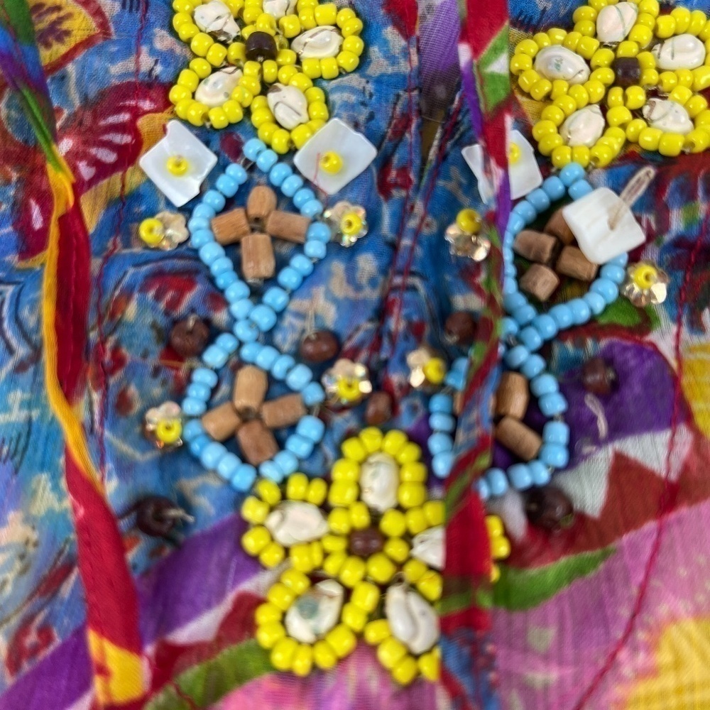 Sahiba Womens Blouse Coverup Multicolor Beaded - Picture 4 of 8